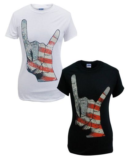 Ladies' USA Flag Horns (faded) T-shirt